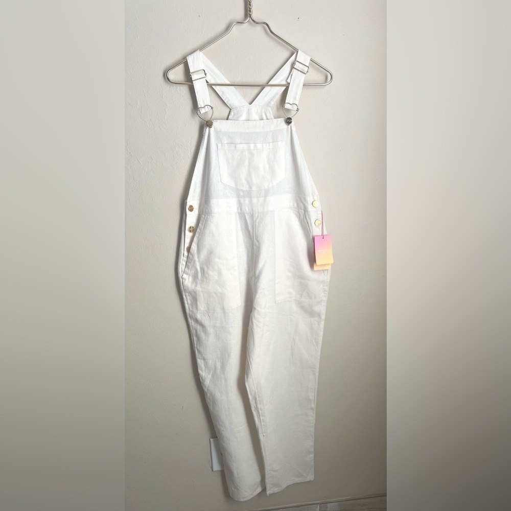 Stoney Clover Lane Women's White Denim Overalls